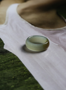 7号戒指 新疆和田玉糖料糖青玉小尺码圆弧素圈指环 尾戒 5770