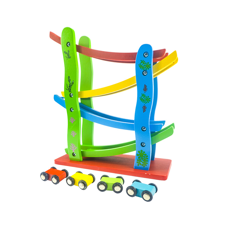 早教四层天梯滑行车轨道变形木制益智儿童男女惯性幼儿园趣味玩具