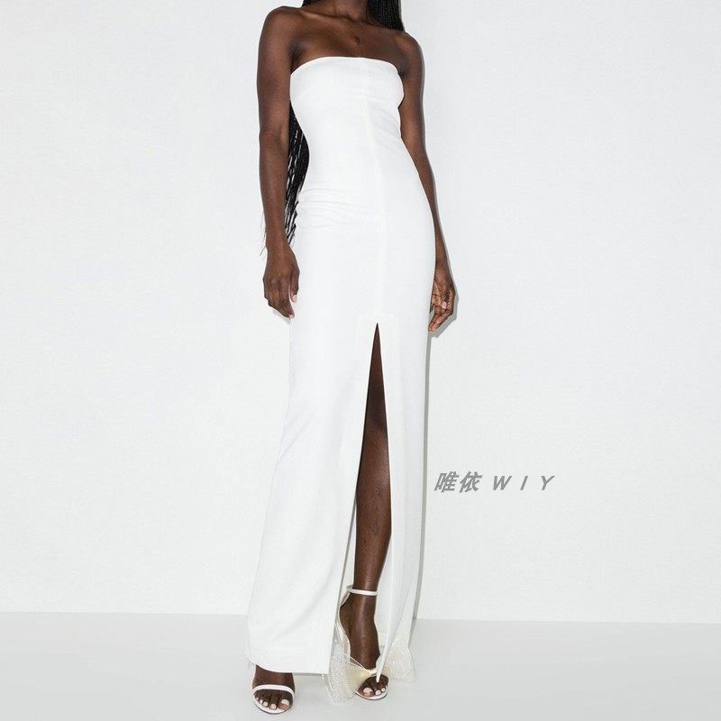 简单大方晚礼服长裙2023新款气质抹胸生日派对伴娘派对姐妹连衣裙