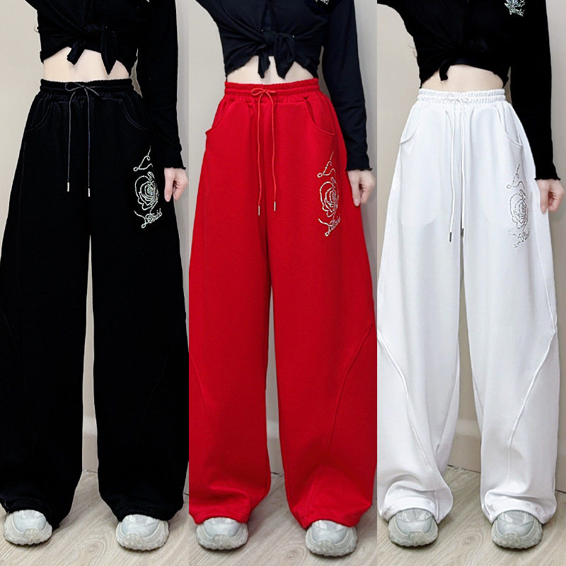 网红2026玫瑰烫钻秋冬季新款广场舞休闲运动裤弯刀裤阔腿裤长裤女,淘宝优惠券,粉丝福利购,淘宝优惠卷