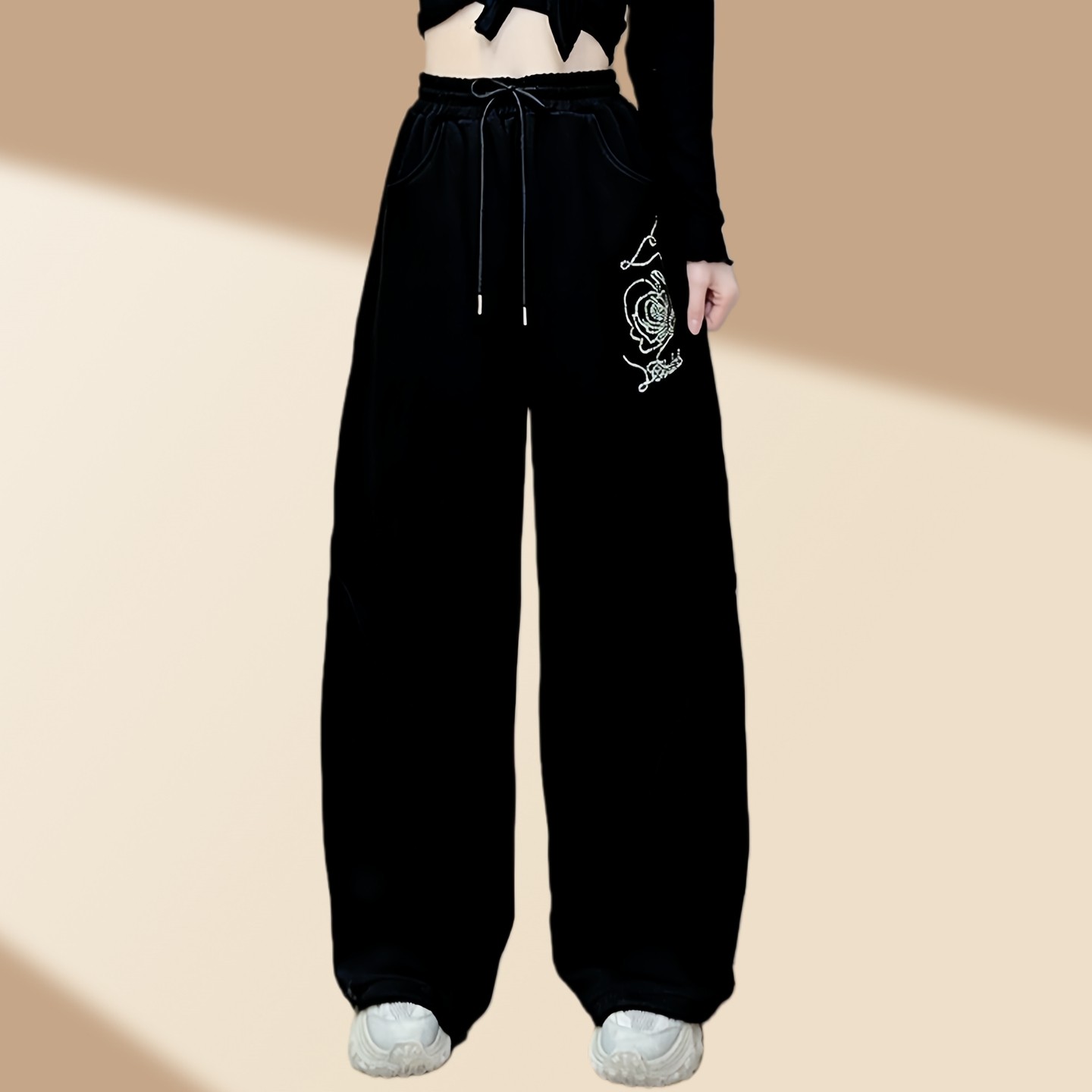 网红2026玫瑰烫钻秋冬季新款广场舞休闲运动裤弯刀裤阔腿裤长裤女,淘宝优惠券,粉丝福利购,淘宝优惠卷