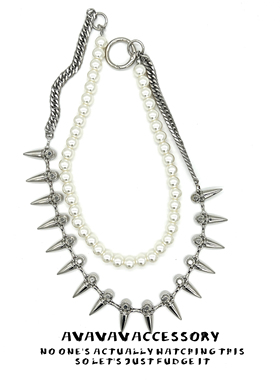 AVAVAVA原创小众remake子弹头珍珠尖刺项链朋克嘻哈暗黑双层颈链