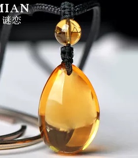 宝石级天然黄水晶吊坠女浓郁金橘色黄水晶项链毛衣链配中地质证书