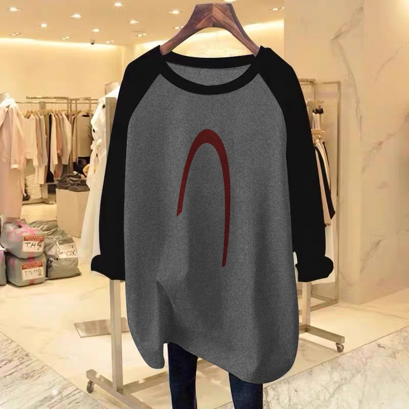纯棉长袖t恤女2025新款秋冬加绒内搭打底衫中长款遮屁股洋气上衣 - 图1