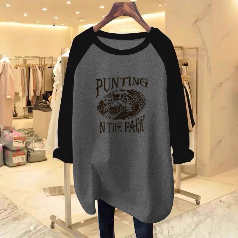 纯棉长袖t恤女2025新款秋冬加绒内搭打底衫中长款遮屁股洋气上衣 - 图2