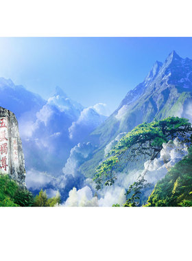 名山大山泰山石头自然风景五岳独尊装饰画自粘客厅背景墙墙贴贴纸