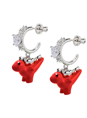 FWISH飞未夕 红色爱心小恐龙珍珠项链耳环新年圣诞礼物