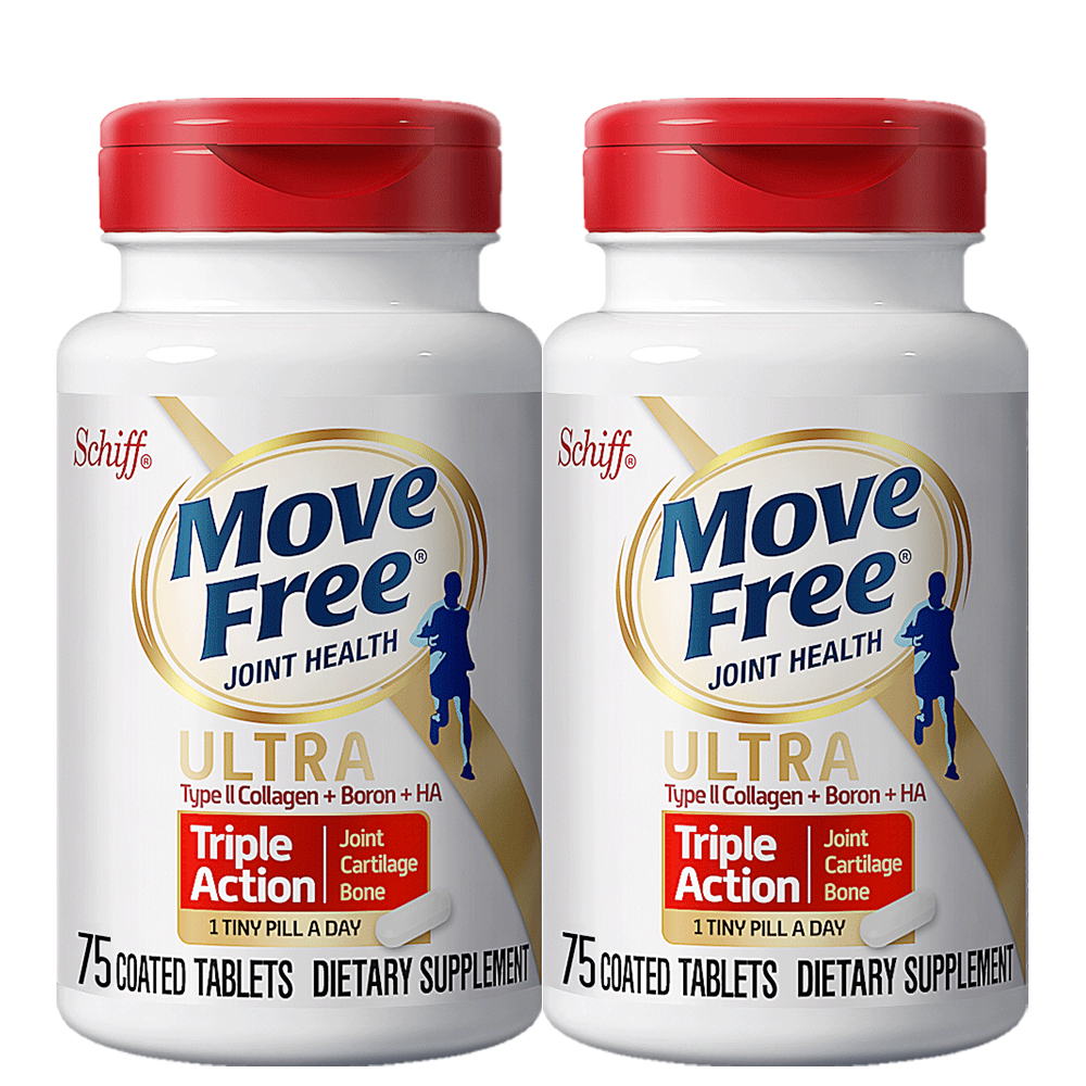 天猫国际进口超市美国进口MoveFree Ultra骨胶原软骨素精华 白瓶75粒*2瓶1