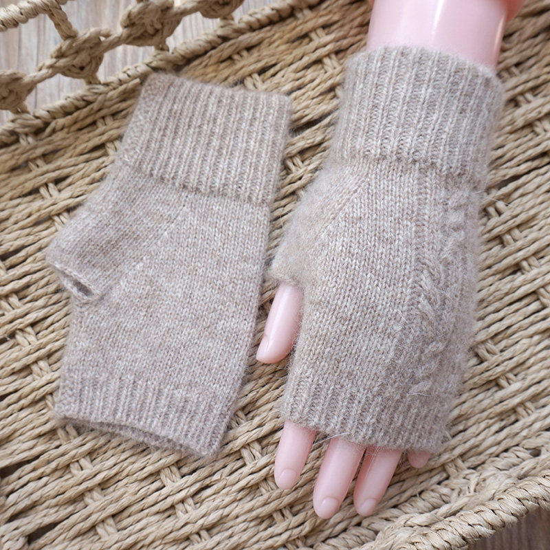 歌诺达秋冬新品女士兔羊毛半指手套可爱露指触屏开车写字保暖毛线,淘宝优惠券,粉丝福利购,淘宝优惠卷
