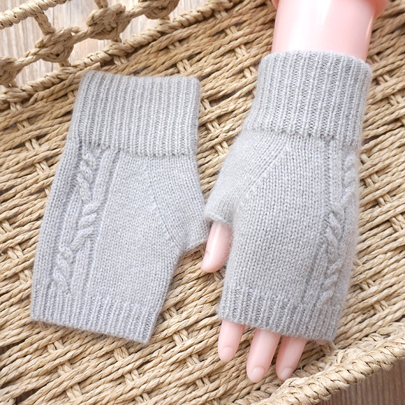 歌诺达秋冬新品女士兔羊毛半指手套可爱露指触屏开车写字保暖毛线,淘宝优惠券,粉丝福利购,淘宝优惠卷