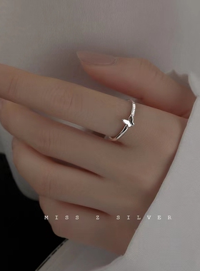 简约纯银蝴蝶戒指女小众设计轻奢