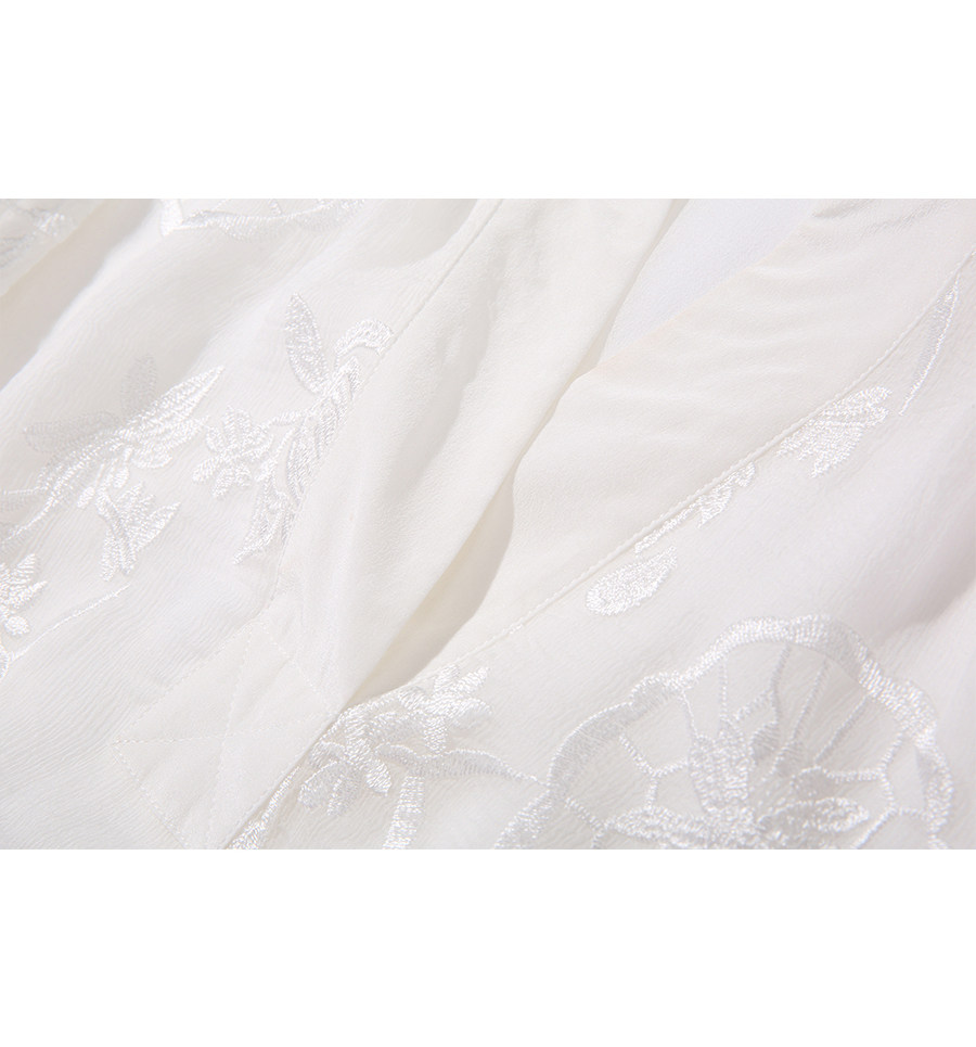 白色女短袖2023夏季新款刺绣衬衫 帛与绣衬衫