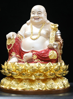 黄铜珐琅彩弥勒佛像家用招财摆件