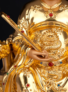 台湾手工贴金彩绘灶王爷神像家用