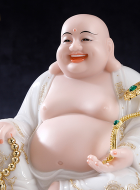 汉白玉大肚笑佛弥勒佛招财摆件