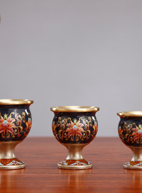 铜供水杯仿古珐琅彩敬神酒杯家用