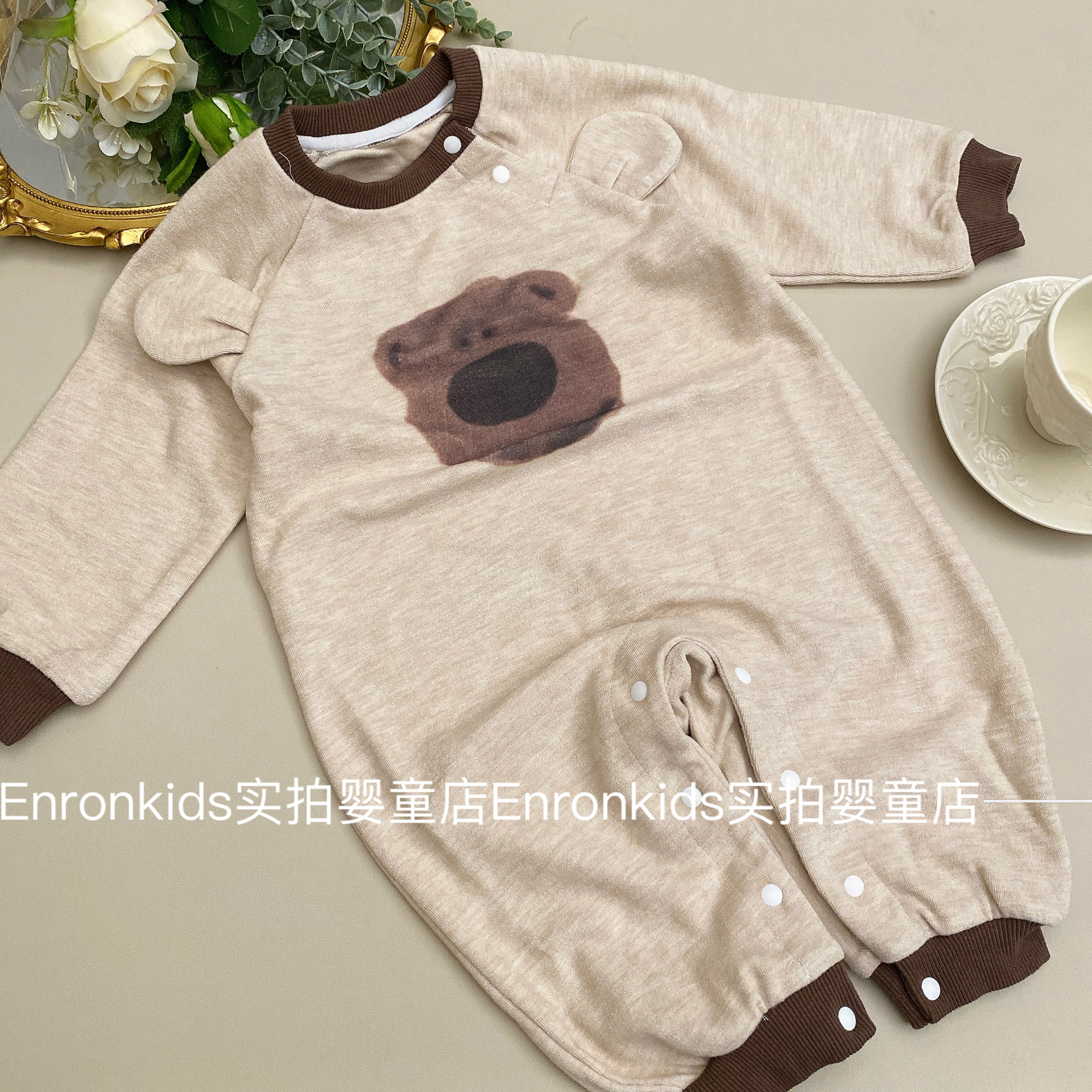 婴儿外出服秋季宝宝包屁衣2024秋款衣服韩版童装婴童熊头连体哈衣 - 图0