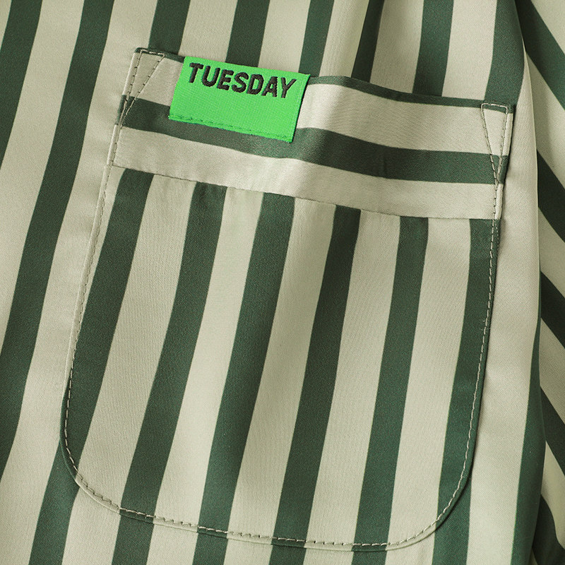 情侣夏冰丝高级感竖条纹短袖睡衣 pinksea内衣睡衣/家居服套装