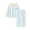 Pajamas for women, autumn and spring pure cotton long-sleeved blue home clothes