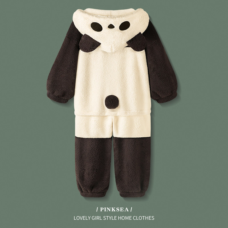 pinksea情侣秋冬珊瑚绒熊猫睡衣 pinksea内衣睡衣/家居服套装