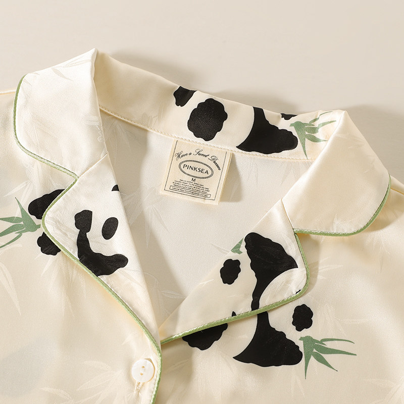 情侣夏天凉感冰丝短袖短裤高级睡衣 pinksea内衣睡衣/家居服套装