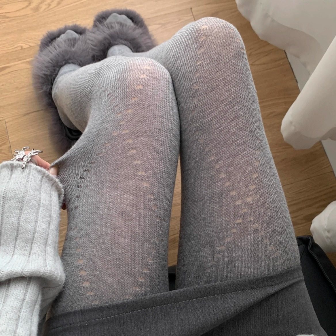 Wuuuus 格雷系灰色打底袜女春秋款格子条纹透肉连裤袜子显瘦丝袜,淘宝优惠券,粉丝福利购,淘宝优惠卷