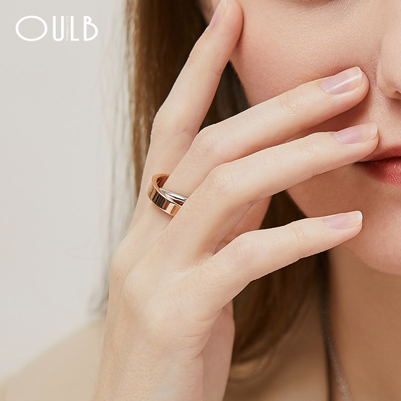 官方正品ck双环男女情侣款双色对戒 欧莲宝戒指/指环