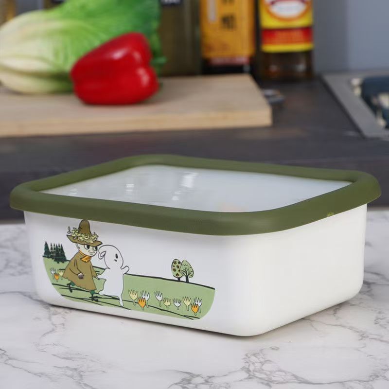 New enamel square storage box fresh-keeping box refrigerator freezer fresh-keeping container color box lunch box fruit box hot