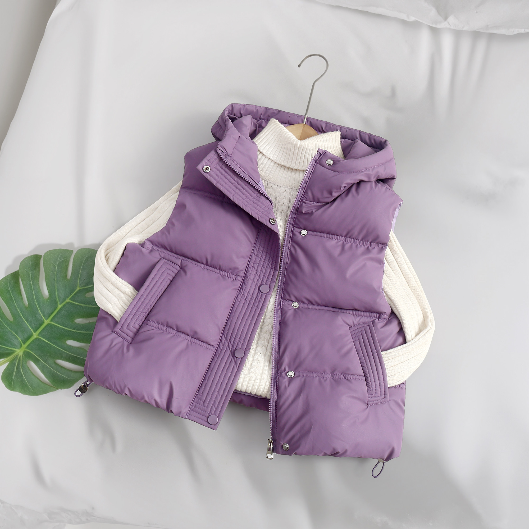 2026儿童小羊皮羽绒棉连帽马甲男女童加厚背心中大童洋气外穿外套,淘宝优惠券,粉丝福利购,淘宝优惠卷