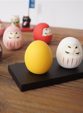 树下盒 日式杂货 许愿还愿达摩系列摆件 招福陶土达摩福气公仔