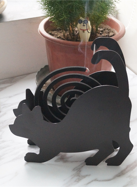日式风杂货猫咪动物铁艺蚊香架