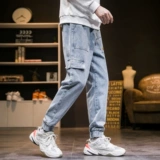 Демисезонные джинсовые штаны для отдыха, коллекция 2021, эластичная талия