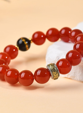 灵曦红玛瑙生肖本命佛六字真言手