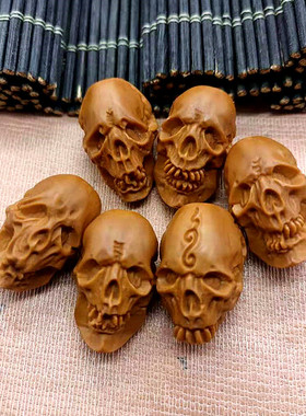 橄榄核手串骷髅头核雕男士手工橄榄核雕文玩佛珠橄榄胡民族风手链