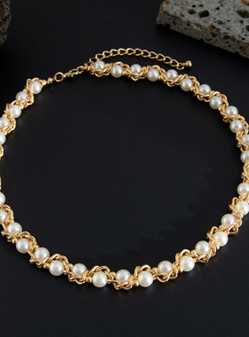 欧美热卖饰品 男式新款仿珍珠项链 简约高级感小众百搭风项饰配饰