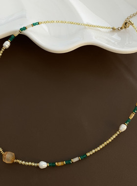 珍珠时尚高级钛钢串珠锁骨链简约小众设计轻奢项链女式2024年项饰