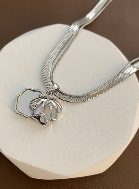 欧美风跨境轻奢叠戴贝壳吊坠项链小众设计高级感度假风配饰锁骨链