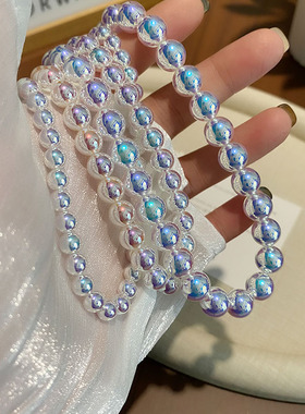 曼塔玫瑰淡紫色珍珠项链女款简约百搭轻奢小众爆款锁骨链颈链热卖
