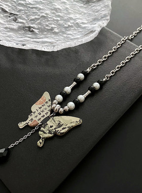 新中式蝴蝶流苏吊坠项链女式轻奢时尚小众设计感颈链2025新款爆款