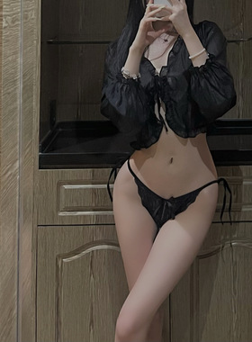 日系性感蕾丝内裤女士青年红色低腰绑带蝴蝶结镂空日本小心机女