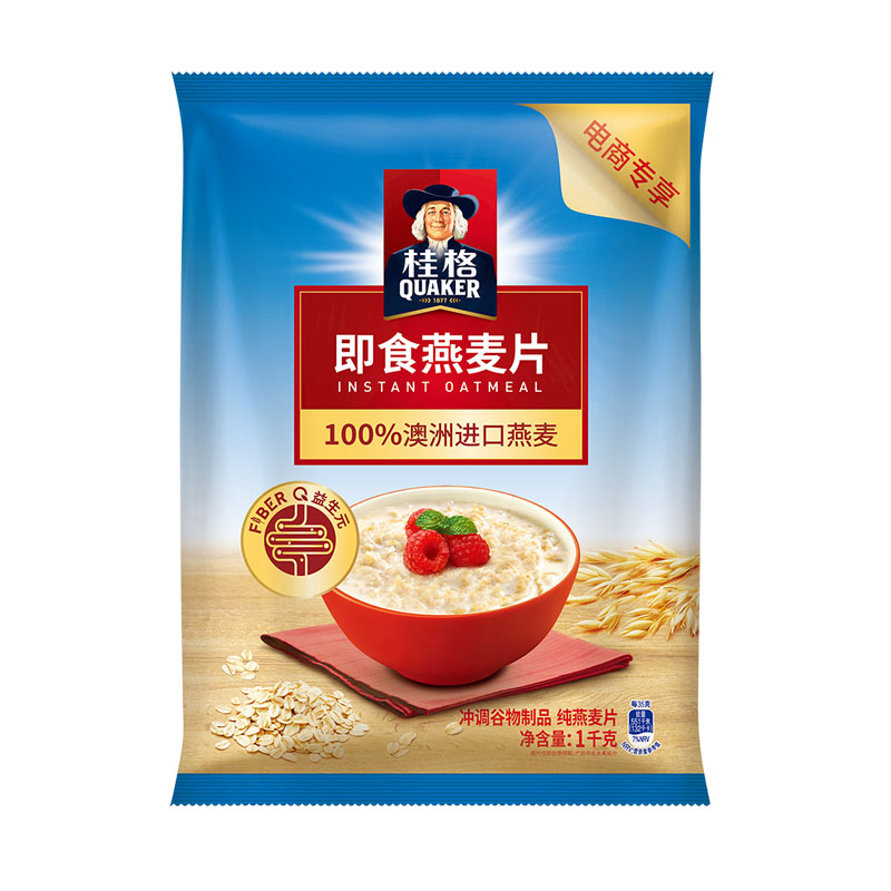 桂格即食燕麦片1478g*1袋装早餐冲饮营养谷物代餐原味麦片 - 图0