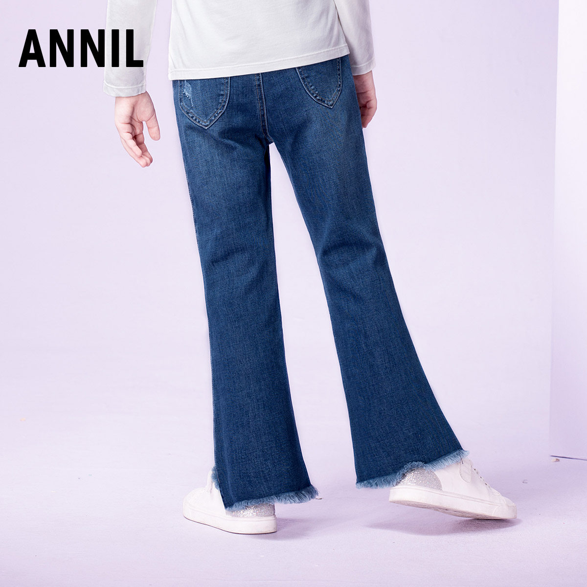 安奈儿童装女童微喇牛仔裤2025春秋儿童大童休闲长裤弹力显瘦裤子,淘宝优惠券,粉丝福利购,淘宝优惠卷