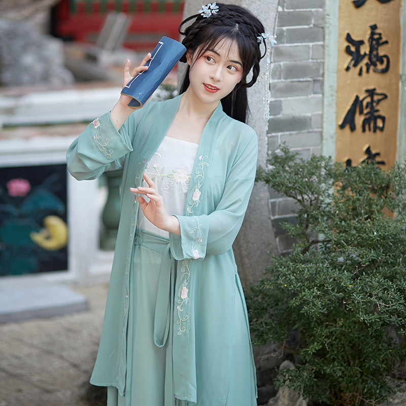 宋制汉服女原创宋褙子三件套白菜裤 黛梦拉民族服装/舞台装