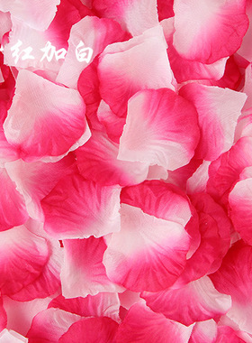 t台婚庆深粉色仿真手撕加白花瓣