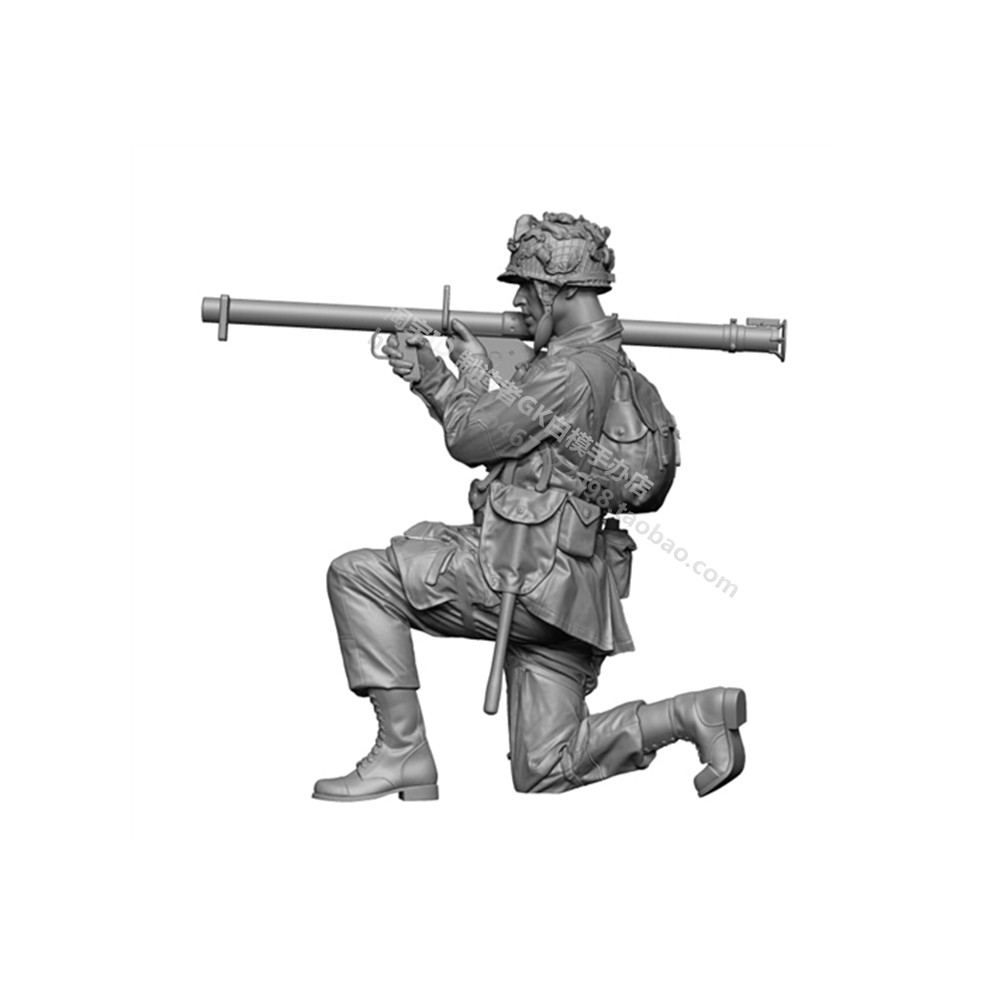 1/35二战人物模型美军巴祖卡火箭筒炮手陆军兵人摆件GK白模手办94 - 图1