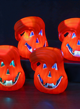 万圣节南瓜灯LED小夜灯鬼节装饰气氛布置道具歪头南瓜桌摆