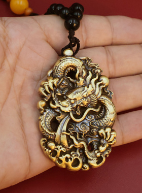 黄铜龙牌手把件浮雕创意吉祥如意转运吊坠随身文玩送礼车挂小礼品