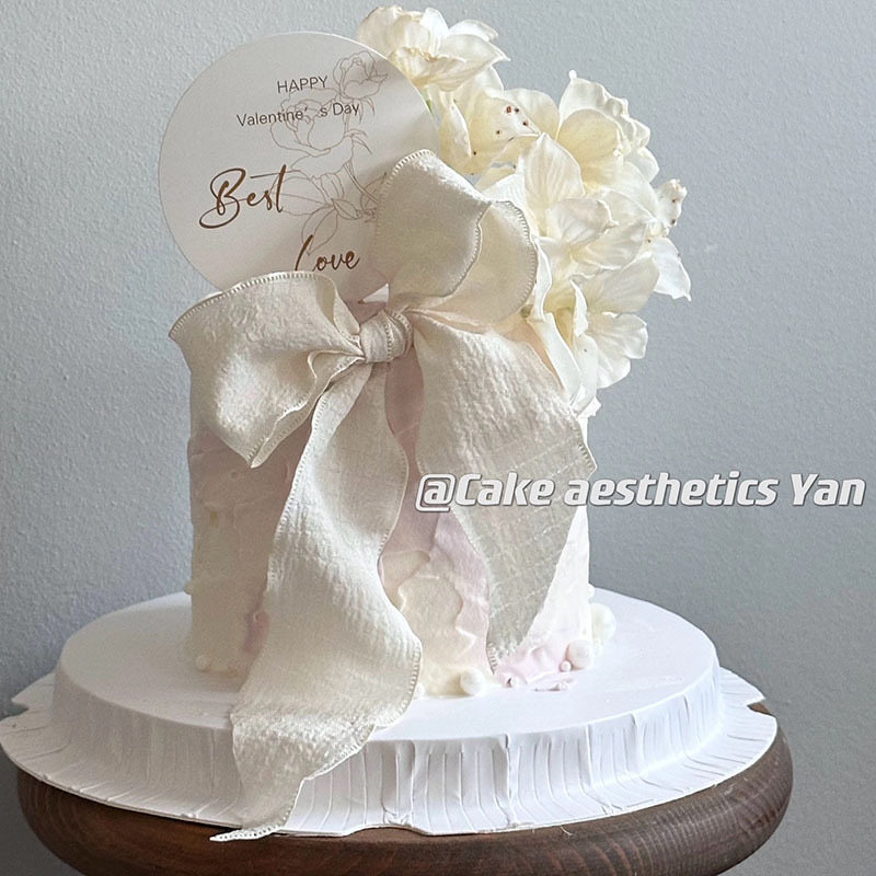 214情人节烘焙蛋糕装饰卡片粉色褶皱鱼尾纱丝带鲜花礼物卡片装扮,淘宝优惠券,粉丝福利购,淘宝优惠卷