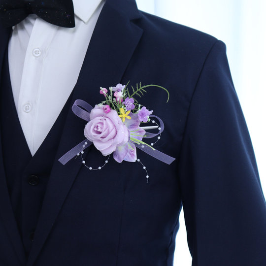 Original dreamy purple forest wedding butterfly bride and groom wedding corsage groomsmen bridesmaid sister group wrist flower