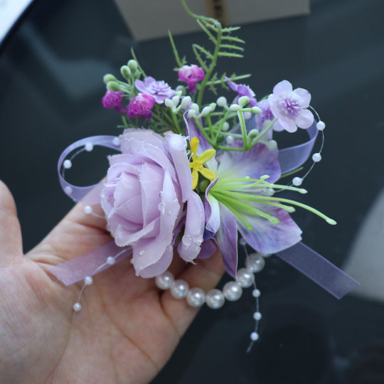 Original dreamy purple forest wedding butterfly bride and groom wedding corsage groomsmen bridesmaid sister group wrist flower